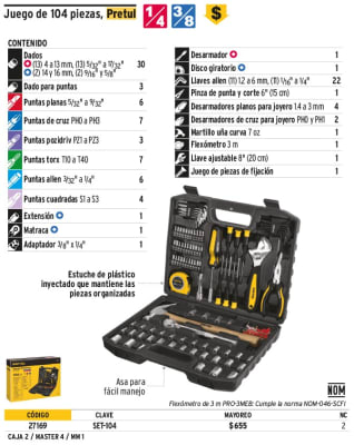 Juego de 104 piezas 1/4