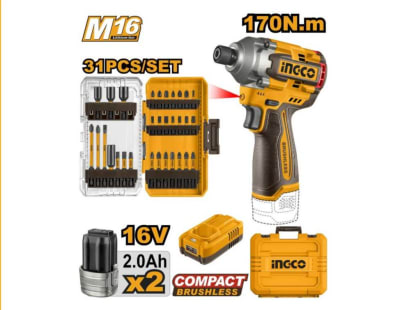 ATORNILLADOR DE IMPACTO INALAMBRICO + JUEGO DE BROCAS