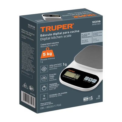 Báscula digital para cocina, plato de acero inox,5kg