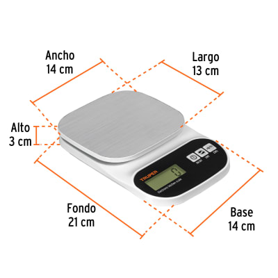 Báscula digital para cocina, plato de acero inox,5kg