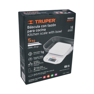 Báscula digital para cocina, con tazón, 5 kg