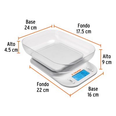 Báscula digital para cocina, con tazón, 5 kg