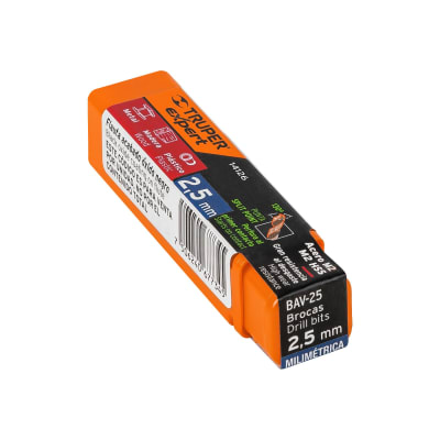 Broca HSS 2.5 mm Trugold para metal(Unidad de Venta 10 Pieza)