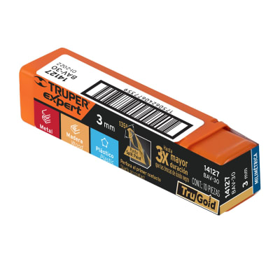 Broca HSS 3.0 mm Trugold para metal(Unidad de Venta 10 Pieza)