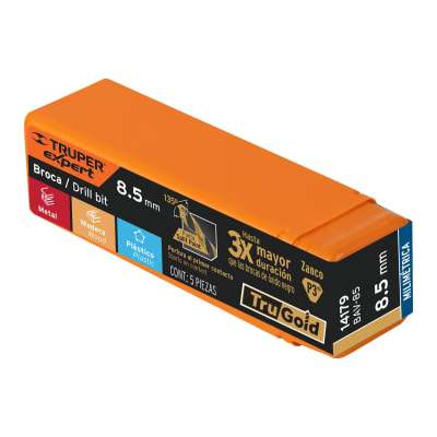 Broca HSS 8.5 mm Trugold para metal(Unidad de Venta 5 Pieza)