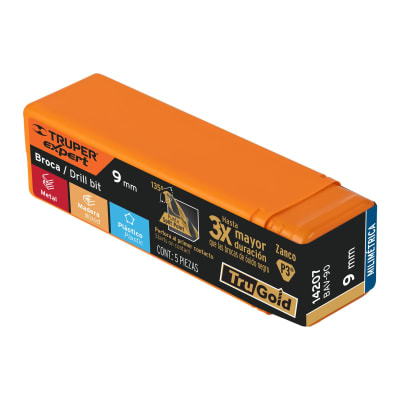 Broca HSS 9.0 mm Trugold para metal(Unidad de Venta 5 Pieza)