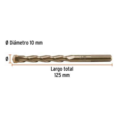 Broca para concreto 10 x 125 mm(Unidad de Venta 10 Pieza)