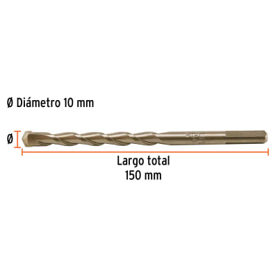 Broca para concreto 10 x 150 mm(Unidad de Venta 10 Pieza)