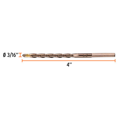 Broca para concreto de 3/16 x 4