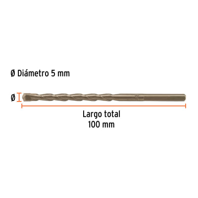 Broca para concreto 5 x 100 mm(Unidad de Venta 10 Pieza)