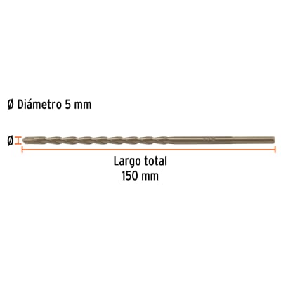 Broca para concreto 5 x 150 mm(Unidad de Venta 10 Pieza)