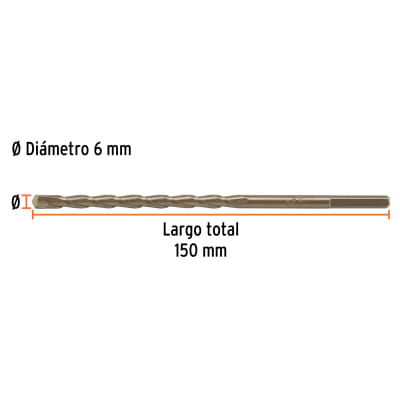 Broca para concreto 6 x 150 mm(Unidad de Venta 10 Pieza)