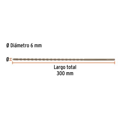 Broca para concreto 6 x 300 mm(Unidad de Venta 10 Pieza)