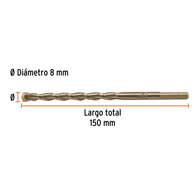 Broca para concreto 8 x 150 mm(Unidad de Venta 10 Pieza)