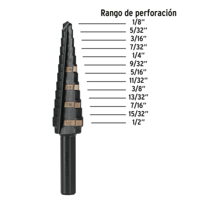 Broca escalonada óxido negro 13 escalones 1/8