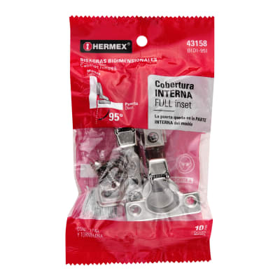 Bolsa c/2 bisagras bidimensionales de 95° cobertura interna