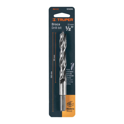 Broca con punta centradora para madera 1/2