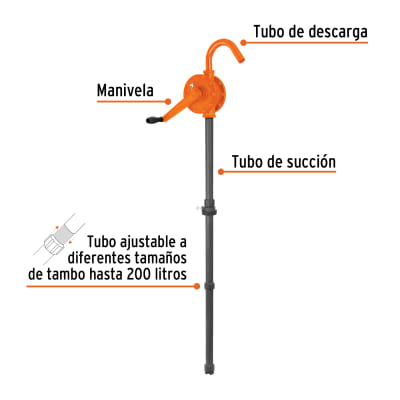 Bomba extractora de ácidos con manivela