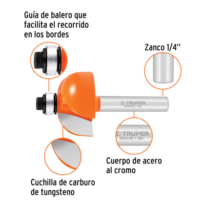 Broca para router, bocel cuarto, 1-1/8