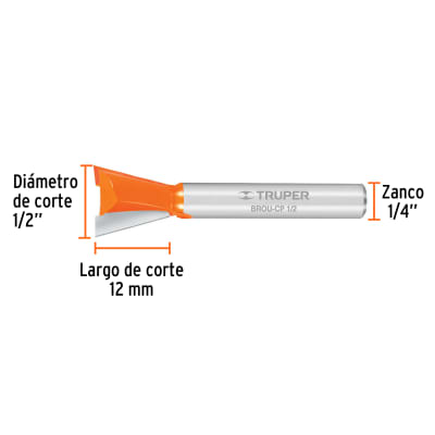 Broca para router, cola de pato, 1/2
