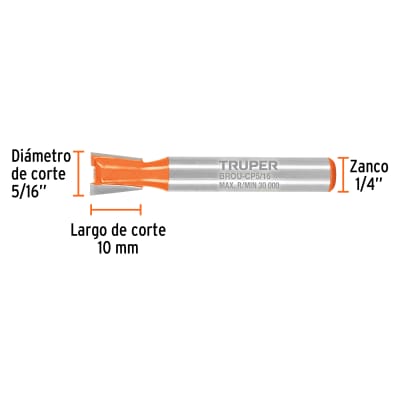 Broca para router, cola de pato, 5/16