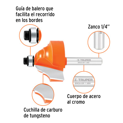 Broca para router, doble romana, 1-3/8