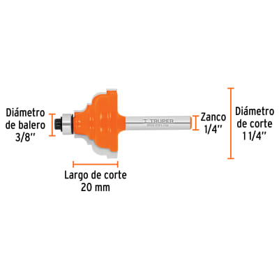 Broca para router, española, 1-1/4