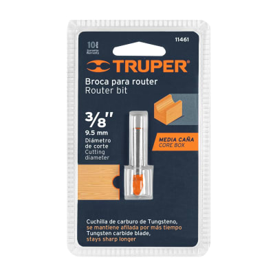 Broca para router, media caña, 3/8