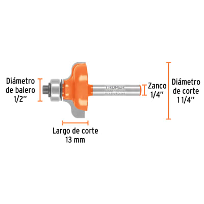 Broca para router, pecho paloma, 1-1/4