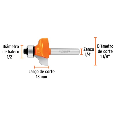 Broca para router, pecho paloma, 1-1/8