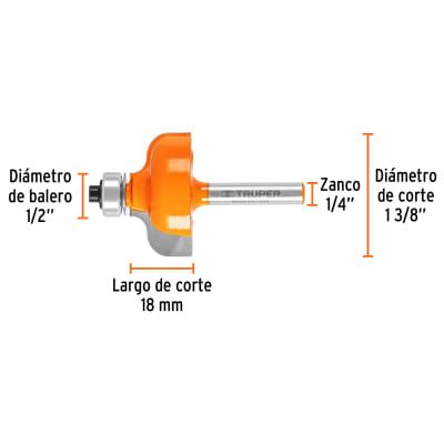 Broca para router, pecho paloma, 1-3/8