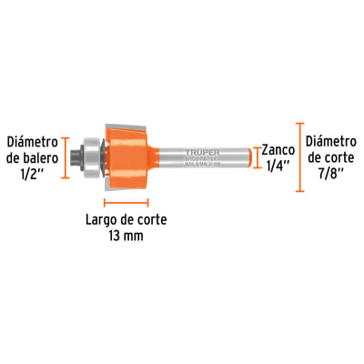 Broca para router, rebajado, 7/8