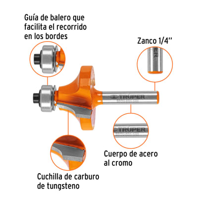 Broca para router, redondeado, 1-1/4
