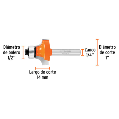 Broca para router, redondeado, 1