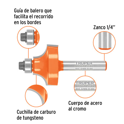Broca router, con moldura, 1-1/8