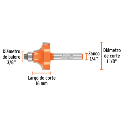 Broca router, con moldura, 1-1/8