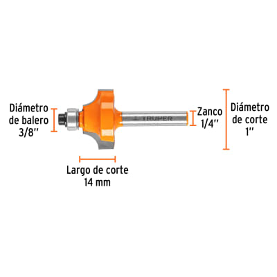 Broca para router, redondeado con moldura, 1
