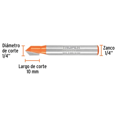 Broca para router, corte en 