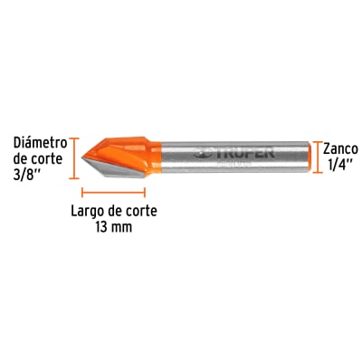 Broca para router, corte en 