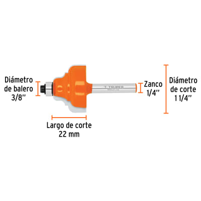 Broca para router, zafiro, 1-1/4