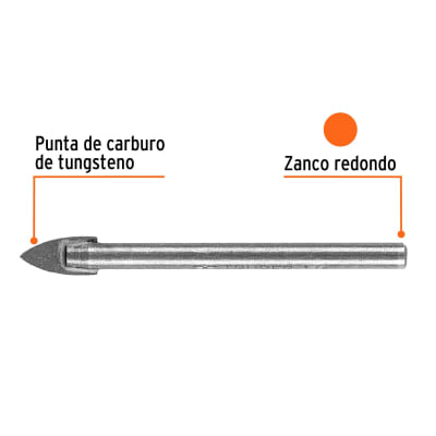 Broca para vidrio y azulejo de 1/4