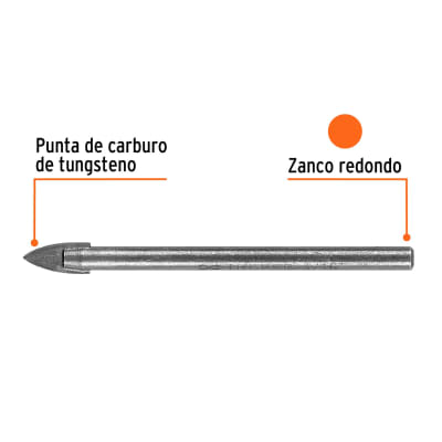 Broca para vidrio y azulejo de 3/16