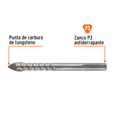 Broca para vidrio y azulejo 3/8