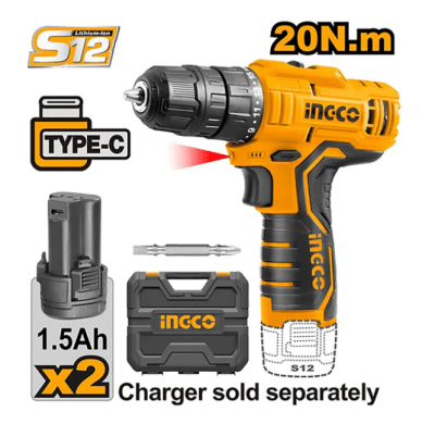 TALADRO ATORNILLADOR INALAMBRICO 2bateria 1.5AH 12V