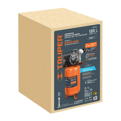 Compresora de banda vertical 120 litros Truper