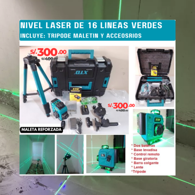 Nivel laser 16 líneas verdes Equipado