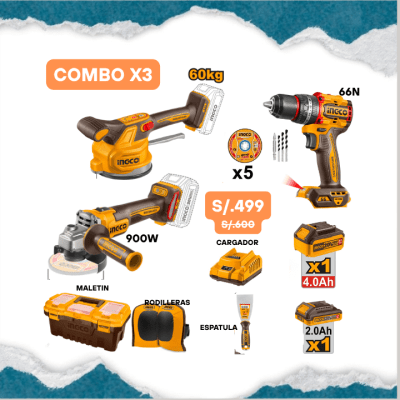 Combo enchapador taladro + ventosa + amoladora