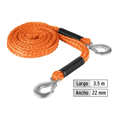 Cuerda con ganchos para remolque, 22 mm x 3.5 m