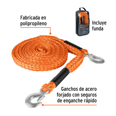 Cuerda con ganchos para remolque, 27 mm x 4.5 m