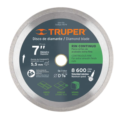 Disco diamantado rin continuo acabado fino, Truper